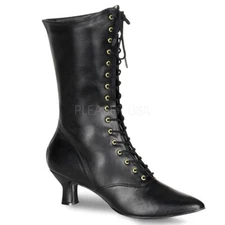 VIC120/B/PU Women's Old Fashioned Era Black Victorian Period Costume Calf Boots