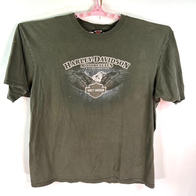 Harley Davidson Mens Size 3XL Open Road Green Fon Du Lac Wisconsin