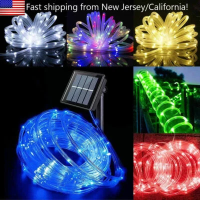 39FT Rope Solar String Lights Outdoor Waterproof LED Garden Fairy Light PVC Tube