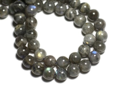 Perles De Labradorite 10mm - Lot De 37 Perles - Fil Environ 39 Cm - Neuf - Pour Création Bijoux DIY