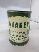VINTAGE ADVERTISING  QUAKER 1 LB GREASE AUTO OIL PETROLIANA EMPTY  PM-760