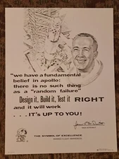 NASA Space Poster Snoopy Design, Build, Test Small 10.5  x8 Excellent Original 