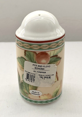 FITZ & FLOYD SONOMA 3 HOLE SALT SHAKER WITH STOPPER