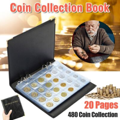 Münzalbum für 2-Euro Münzen Sammelmappe 480 Münzen Aufbewahrung Münzblätter