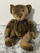 Russ Berrie Bixby Bear Brown Soft Plush 4934 Suede Bow