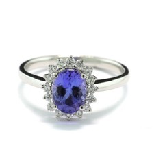 Tansanit Brillant Ring blauvioletter Tansanit 750-Weißgold Wert 3700 € Cocktail
