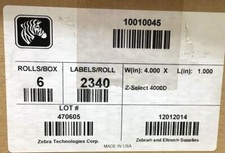 Zebra 10010045 Label Paper 1"x4" Direct Thermal Label Z-Select 4000D 6 Rolls/CTN