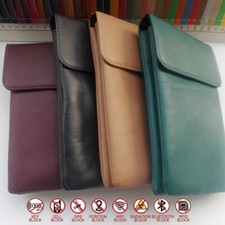 5.5" Leather Faraday Bag Cell Phone RFID Signal Block Pouch Anti-Radiation Case