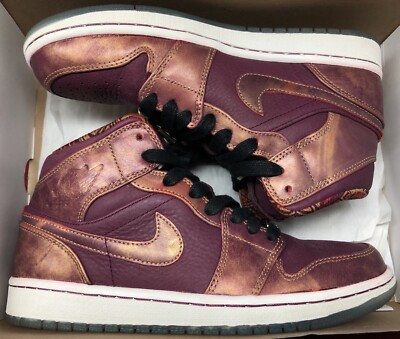 Jordan Retro 1 Mid BHM Garnett Metallic Gold Top 3 Bred Chicago High OG Sz 7