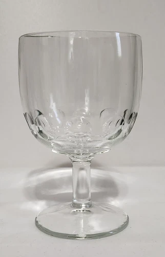 Vintage Clear Glass Thumbprint Goblet Bar Beer Thick Glass Wide Base Stemmed