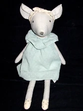 17" Zara Home Mouse Plush Green Dress Stuffed Animal Cuddle Lovey Toy
