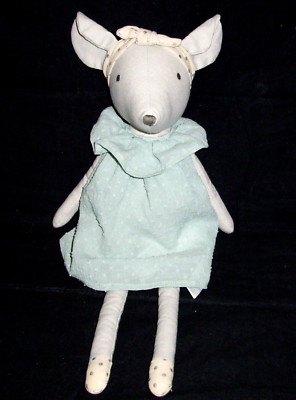 17'' Zara Home Mouse Plush Green Dress Stuffed Animal Cuddle Lovey Toy
