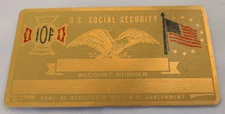 IOF US Social Security Metal Card Tag NOS VTG Perma Products​