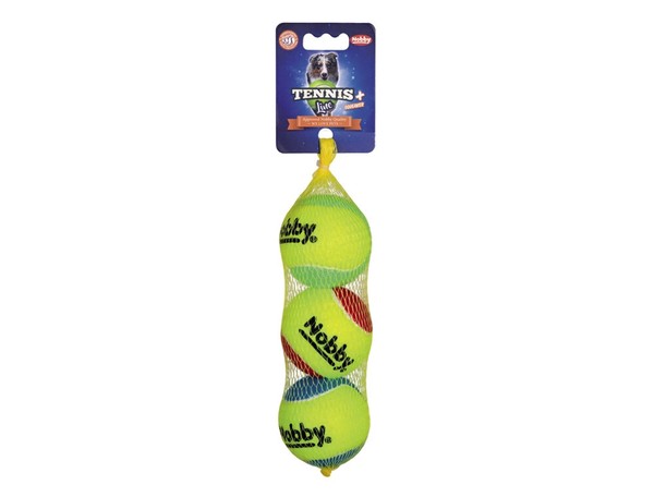 Nobby Tennisball Mit Squeaker Sortiert M 6,5 Cm 3Er Netz Ball Hund Dog Spielzeug-image