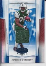 Jerricho Cotchery 2007 Leaf Certified Materials Mirror Blue Game Jersey Card #93