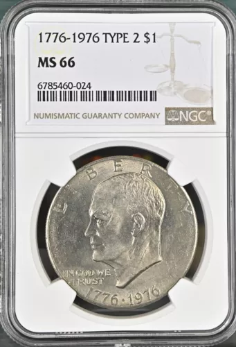 1776-1976 $1 Type2 Eisenhower  Dollar NGC MS66  6785460-024