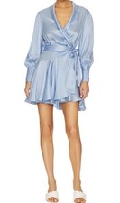 NEW W/TAGS- ZIMMERMANN Silk Wrap Dress In Pale Blue Size 2 Aus 12 US 8 Stunning!