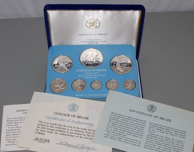 1976 Belize Proof Sterling Silver Coin Set 8 Coins Franklin Mint