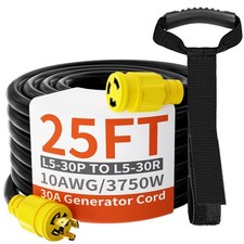 3 Prong 30 Amp Generator Cord 25 Feet Heavy Duty,NEMA L5-30P/L5-30R 10 Gauge ...