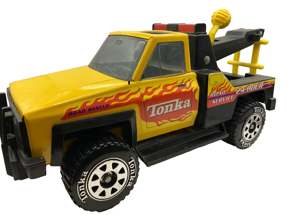Camión de remolque Tonka 1999 vintage 4x4 rescate en carretera acero/plástico 25 cms Foto 3 de 4