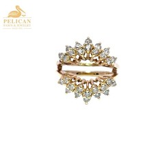 WOMEN'S 14K YELLOW GOLD DIAMOND RING GUARD ree kp PDS037948