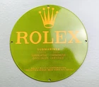 VINTAGE 12" ROLEX SUBMARINER GASOLINE GAS MOTOR OIL PUMP STATION  PORCELAIN SIGN