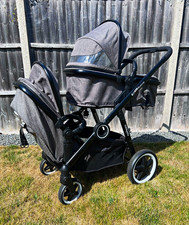 Me&you Safesystem Double Pushchair Grey/Black Reversible Forward/Rear From Birth