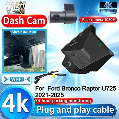 Plug and Play 4K Wifi Dash Cam Car Camera for Ford Bronco Raptor U725 2021-2026