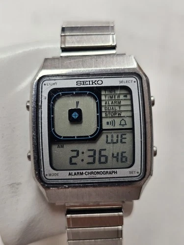 Vintage SEIKO G757-4020 Alarm Chronograph Men's Quartz Square W33mm New Battery