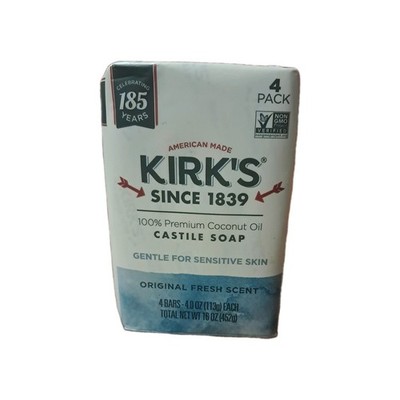 Kirk's Original Fresh Scent Gentle Castile Soap 4 Ct Pack FREE SHIPPING 