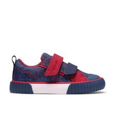 Clarks Boys,Kids Unisex Foxing Tri Toddler Navy/Red Canvas,Riptape
