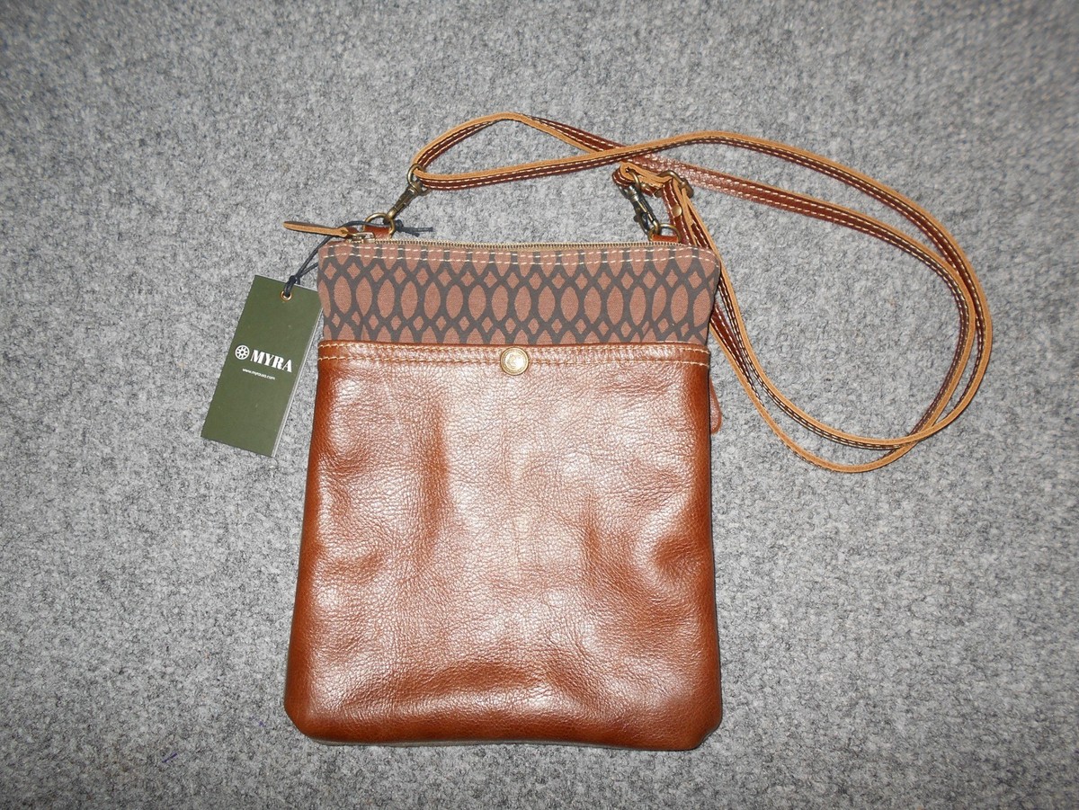 MYRA NEW! W/TAGS HONEY BEE PRINT LEATHER & CANVAS CROSSBODY  display picture 2