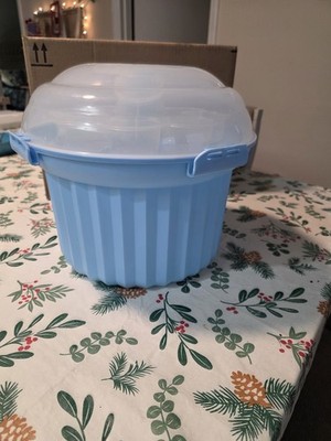 Fox Run 3 Tier Light Blue Cupcake Holder with Lid Holds 24 Cupcakes