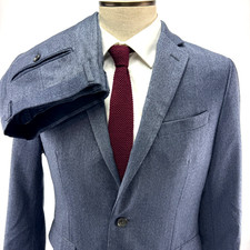 Banana Republic Mens Suit 38S Slim Fit 100 Wool Blue 36x28 Pants