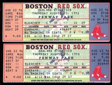 1996 Aug 22nd Ticket Red Sox A's 2 Tickets Roger Clemens 11k's Complete Game