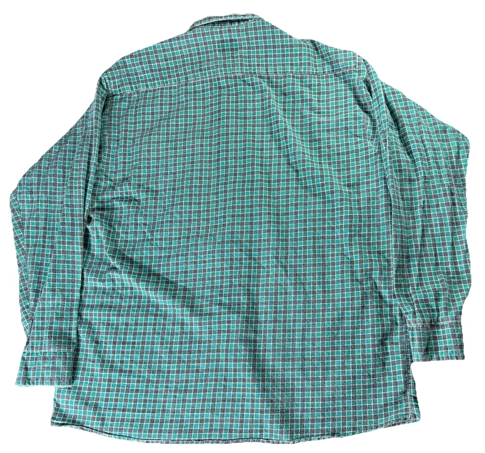 VTG 80s 90s Red Oak Ranch Apparel Flannel Shirt Men XL Tall Green Plaid USA Made - Image 3 of 4