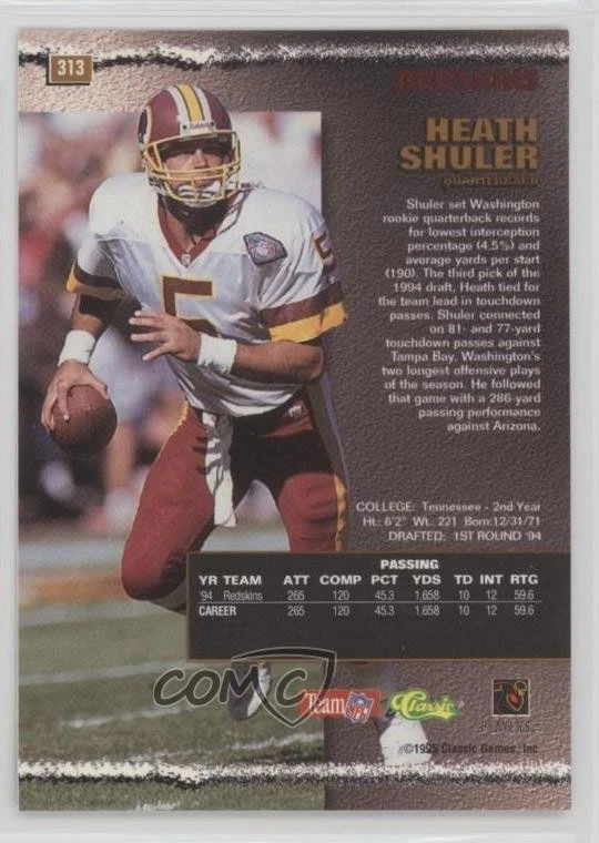 1995 Classic Pro Line Heath Shuler #313 - Image 2 of 2
