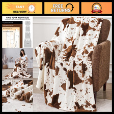Cozy Cow Print Throw Blanket 50"x60" for Couch, Bed Travel - All Seasons Decor