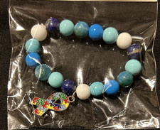 Handmade kids beaded bracelet- Autism Ribbon