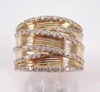1.50Ctw Round Cut Real Moissanite Crossover Wedding Ring 14K Yellow Gold Plated
