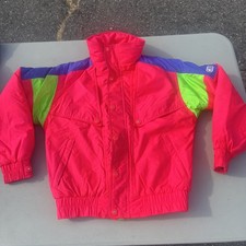 Winter Coat Vintage 90s Sports Neon Windbreaker Kids 14