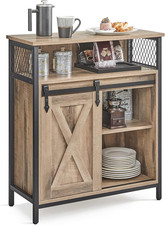 Rustic Industrial Storage Cabinet with Sliding Barn Door Adjustable Shelves UK