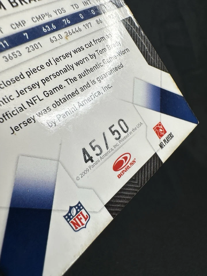 2009 Donruss Threads TOM BRADY /50 GAME WORN 4 Color JERSEY Patch🔥ULTRA RARE🔥 - Image 4 of 4