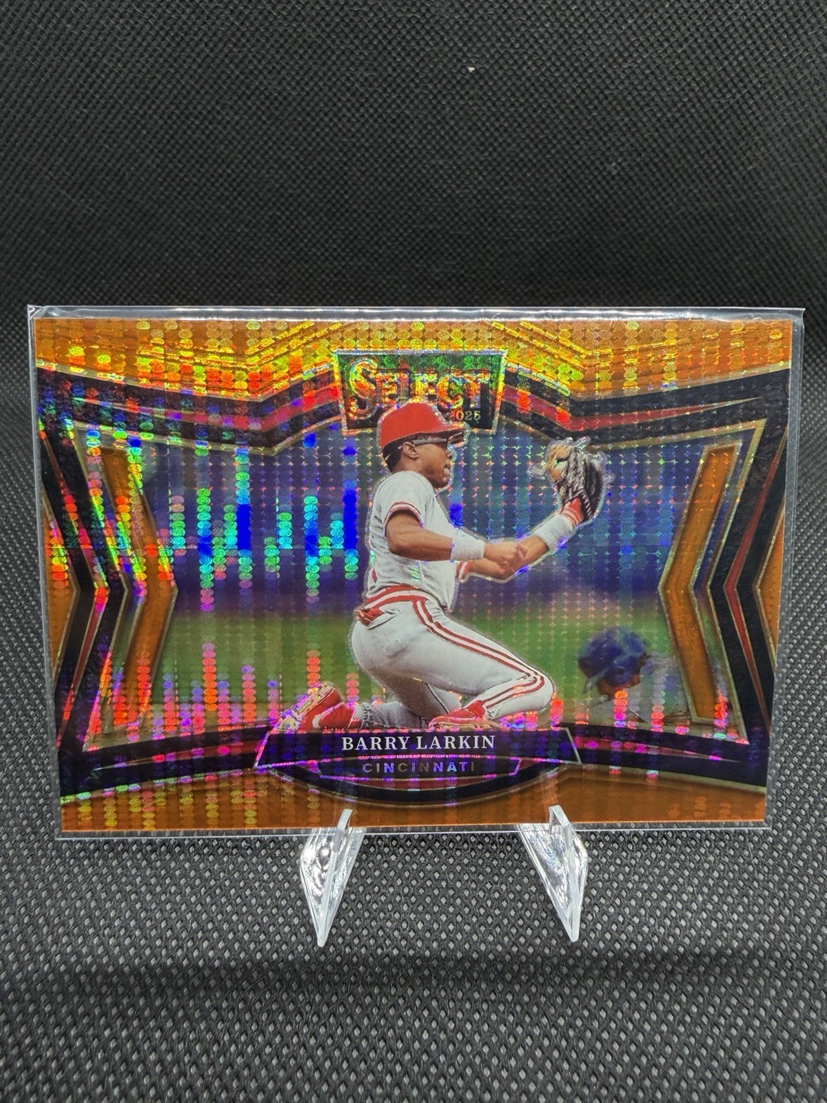 2025 Panini Select Barry Larkin Orange Disco Prizm #201 33/49 Diamond Level SP