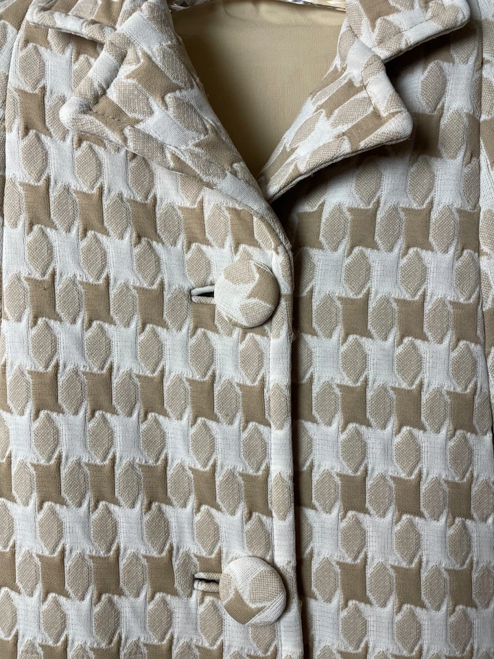 Abrigo Capa Columpio Pata de Gallo Mediano Beige Años 60 De Colección Mediados de Siglo Mod De Colección Foto 2 de 4