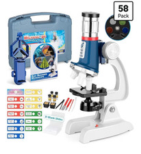 58-Piece Kids Microscope Kit 100X-1200X Magnification Science Experiment Toy
