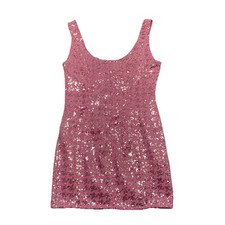 Pretty Little Thing Dress Pink Sequin Denim Mini Dress Barbie Core Size 8 Party