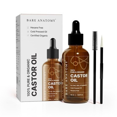 Organic Castor Oil For Hair Growth, USDA Certified, Hexane Free. Cold Pressed
