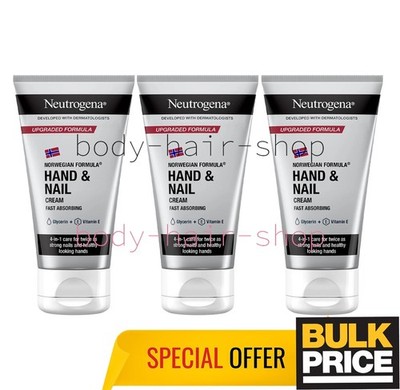 Neutrogena Fast Absorbing Hand Nail Cream New Formula Healthy Hands 75ml 3-Pack