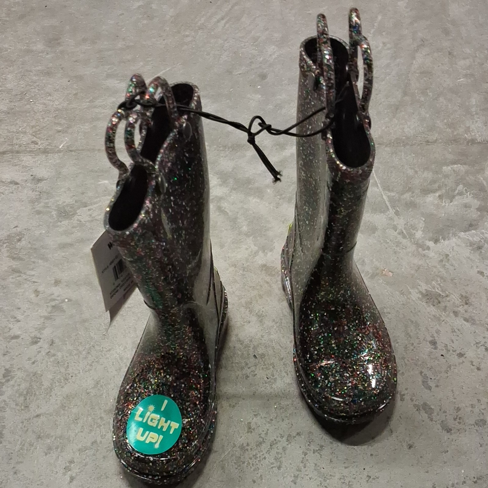 Western Chief Glitter Light Up Multicolor Girls Rain Boot AU Size 7